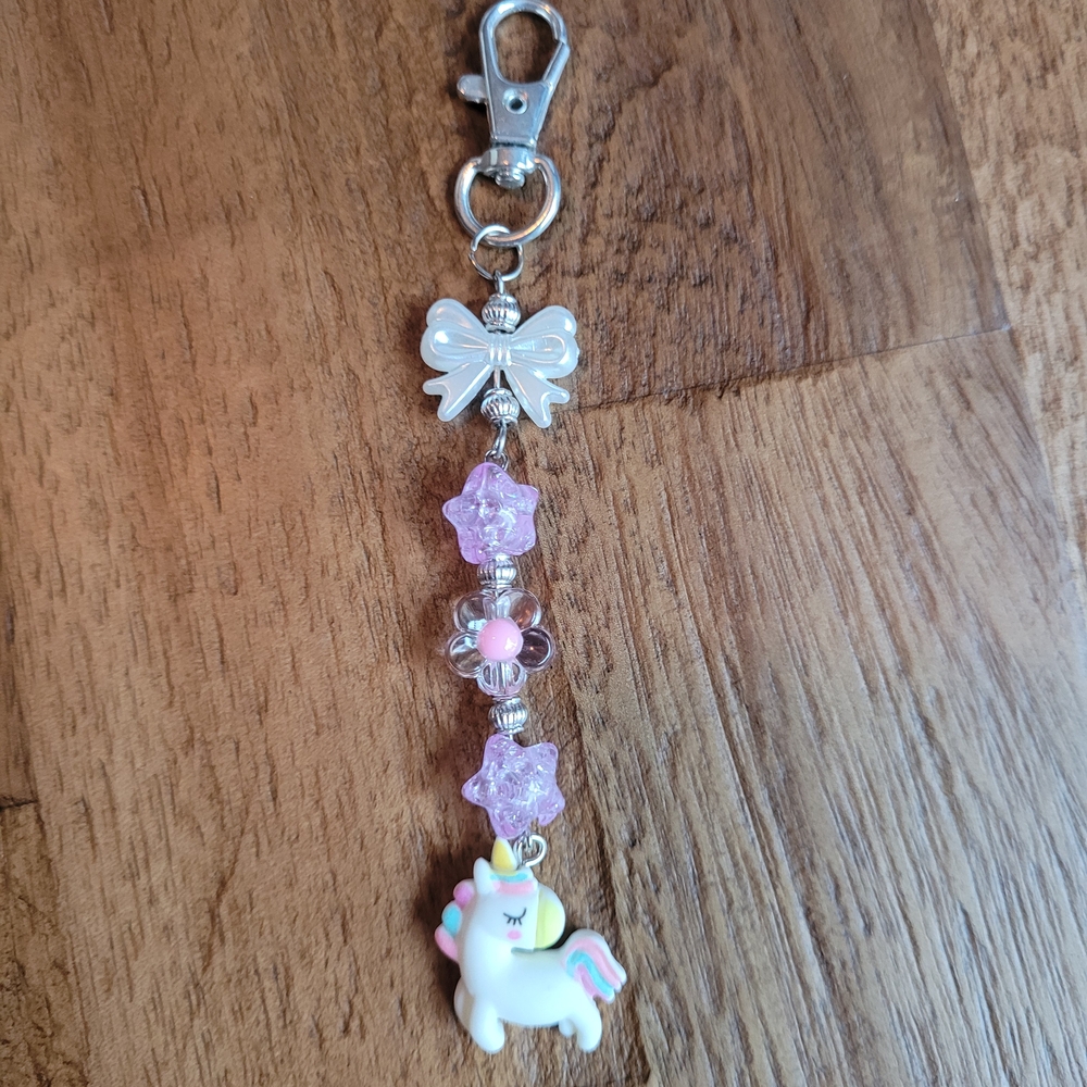 New Unicorn Backpack Charm with Pink and Silver Accents